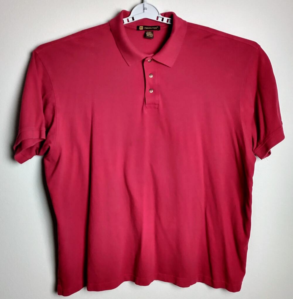 Harriton Men's 4XL Polo Shirt Big & Tall Short Sleeve Solid Red Casual Golf
